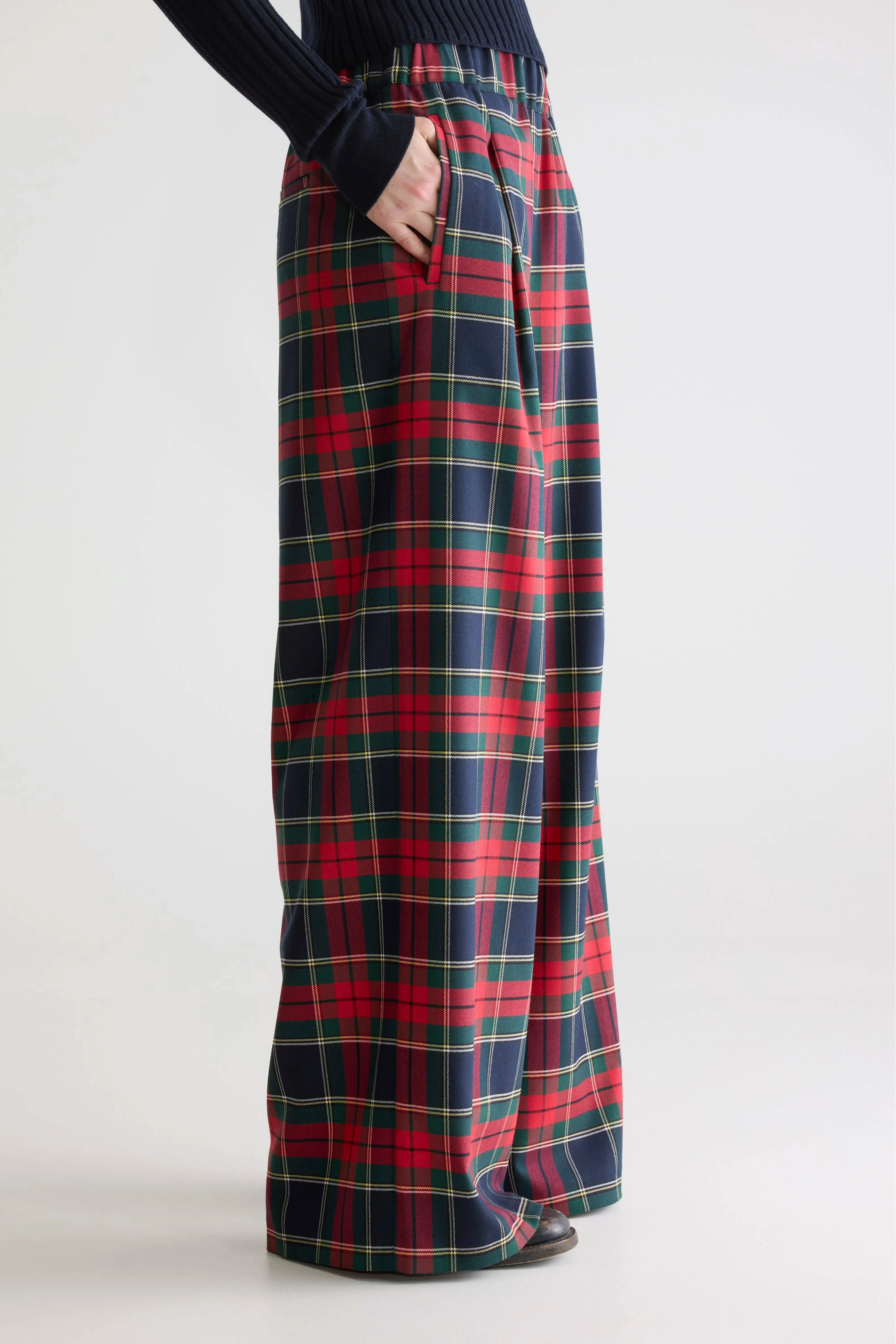 Vespa wide trousers (252 / W / CHECK B) Airy Feel AbrasionGuardTape