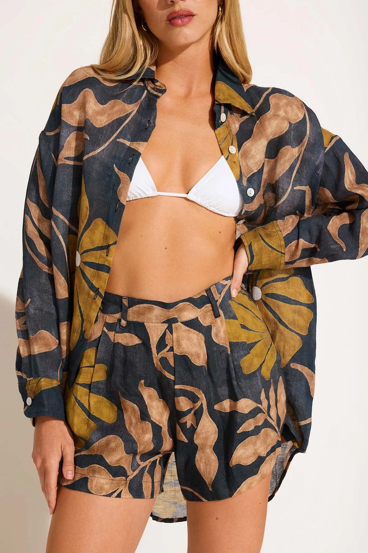 The Getaway Short - Kelp Flower EcoLinen Moisture Wicking Lining Ripstop Material