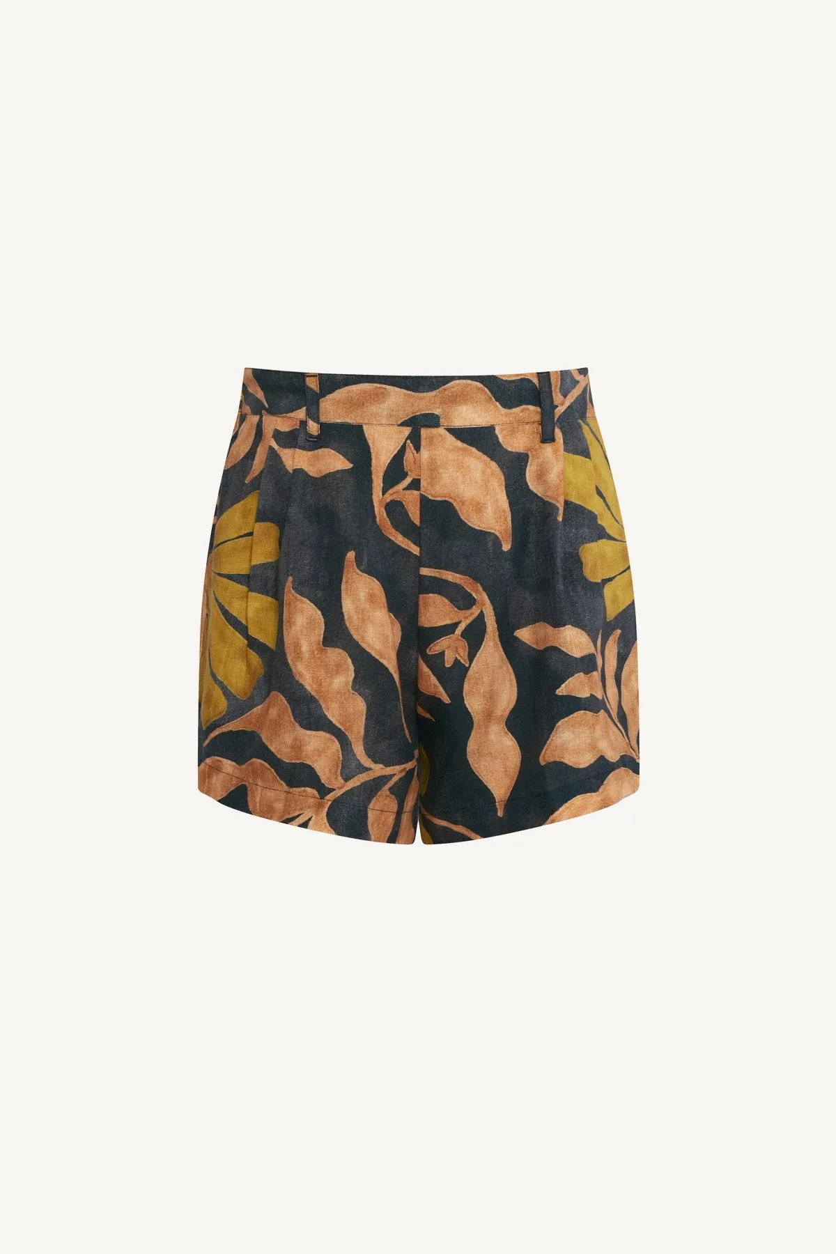 Elastic Waistband Design The Getaway Short - Kelp Flower EcoLinen