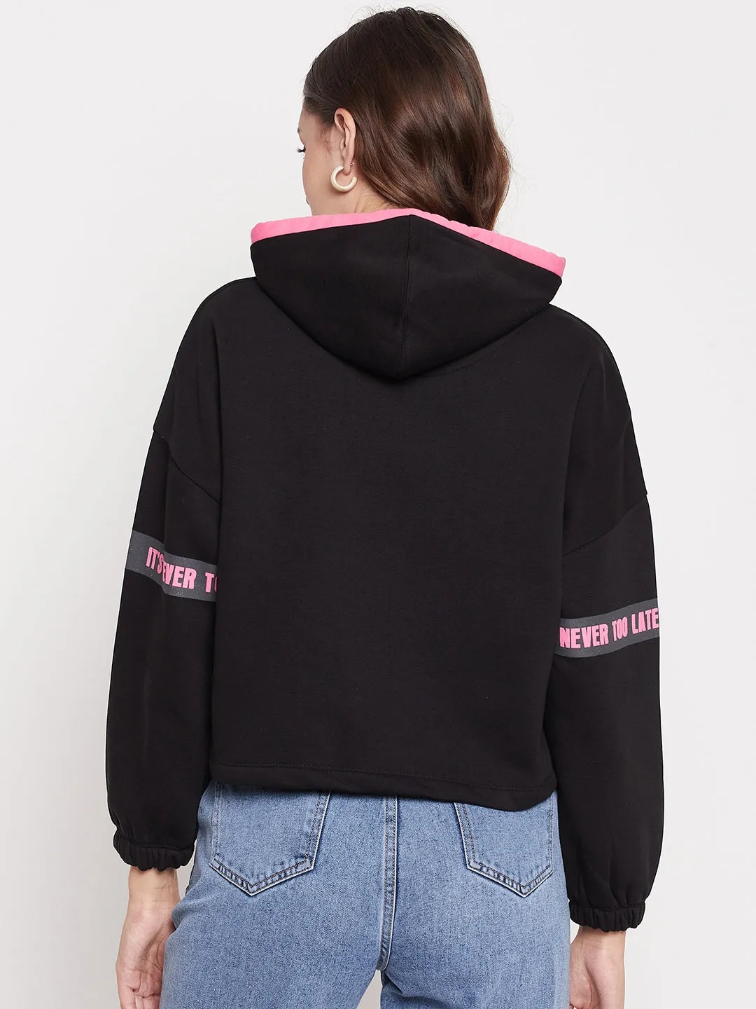 Versatile Design Madame Black Hooded Sweatshirt