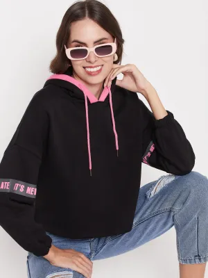 Madame Black Hooded Sweatshirt Fashion Essential product pearl elegance