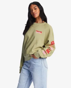 Drawcord Hood Here We Go Crewneck Sweatshirt