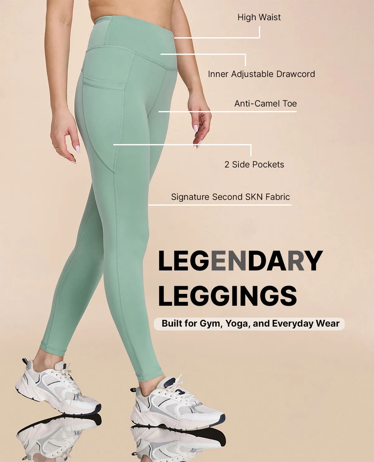 For Teens Breathable Fabric High Waisted Stretchable Leggings