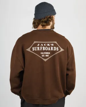 Comfortable Weekend Bold Retro Lam Heavyweight Crewneck - Brown