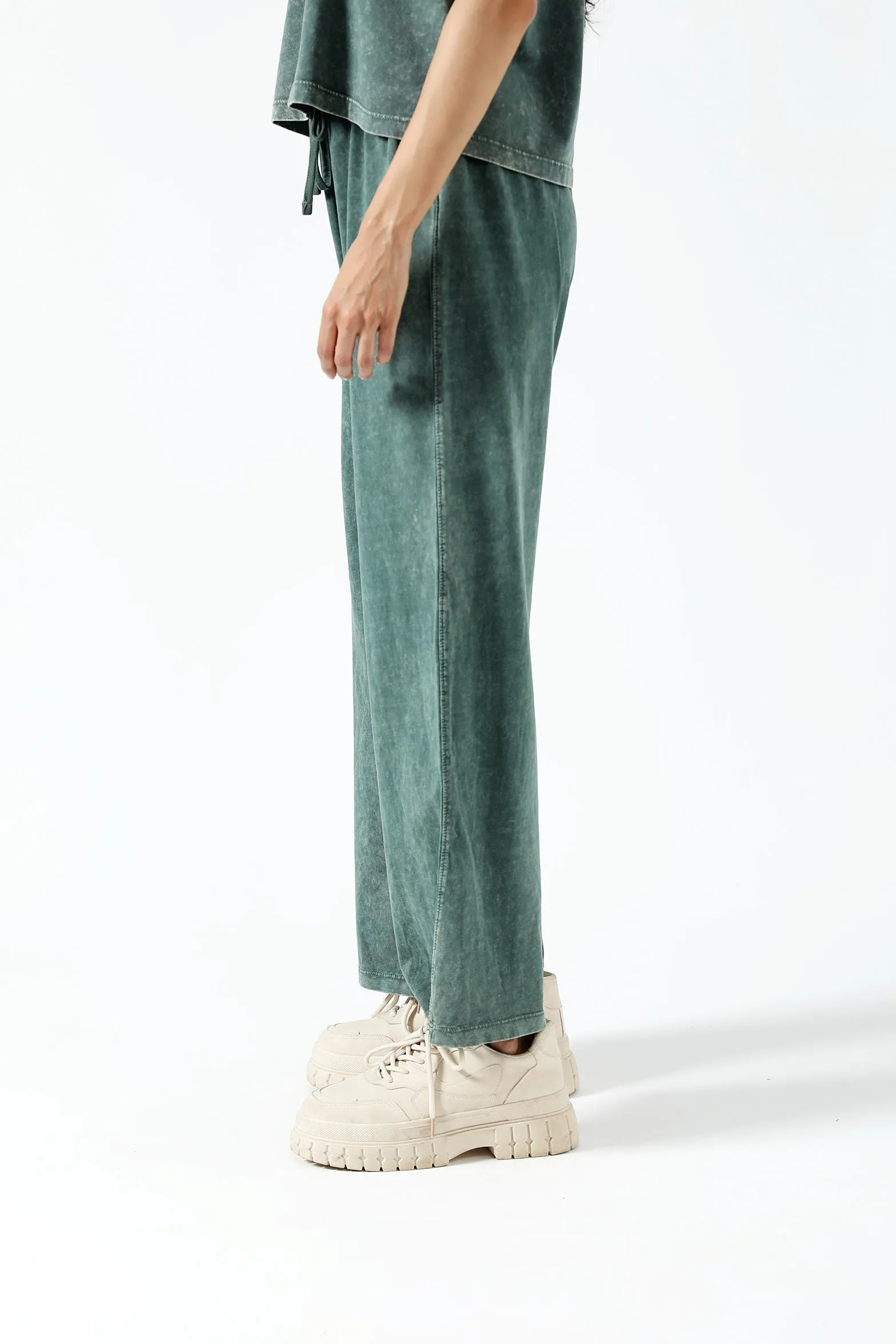 ACID WASH WIDE LEG TROUSERS Ventilated Panels