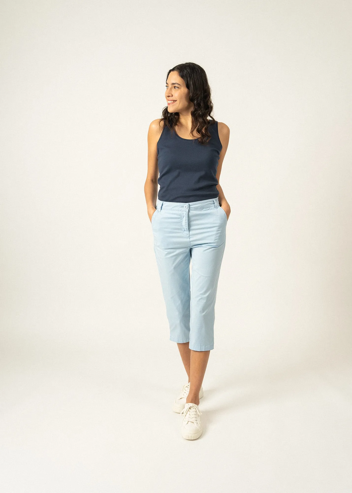 Layer Light Bright Color Marinette three quarter pants - in cotton twill (CIEL)