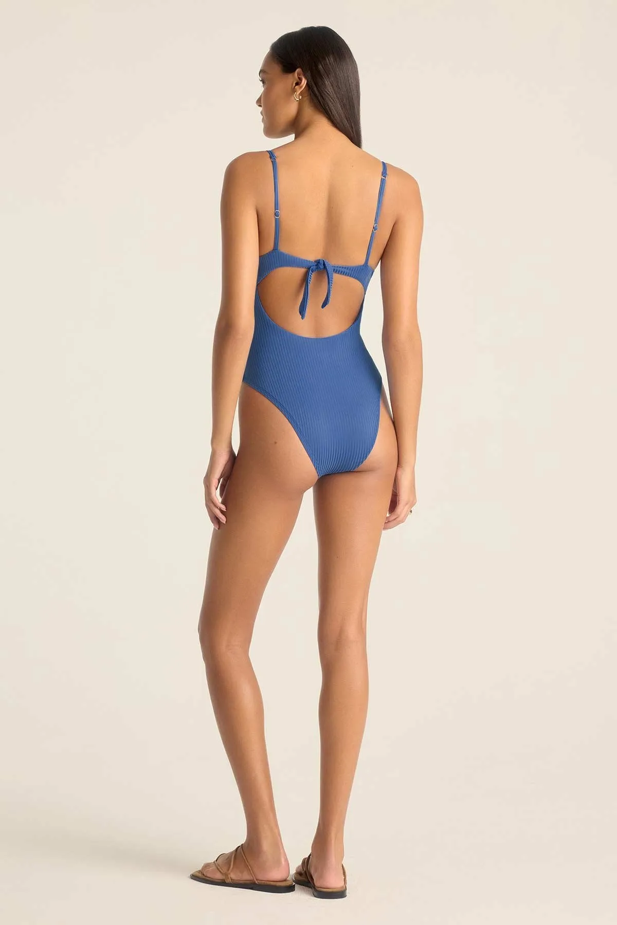 Cutout Design Ada Underwire One Piece - Chambray EcoRib