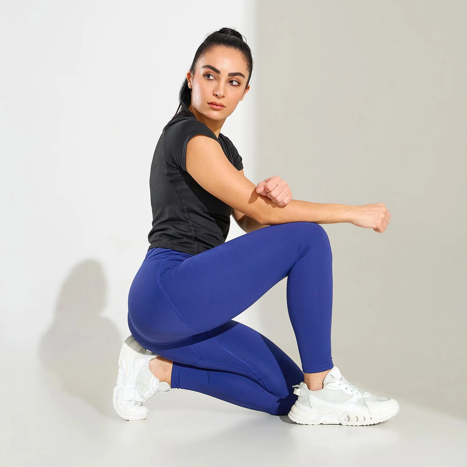 Limitless Womens Leggings - Navy Beginner Level Quick Dry Soft Touch