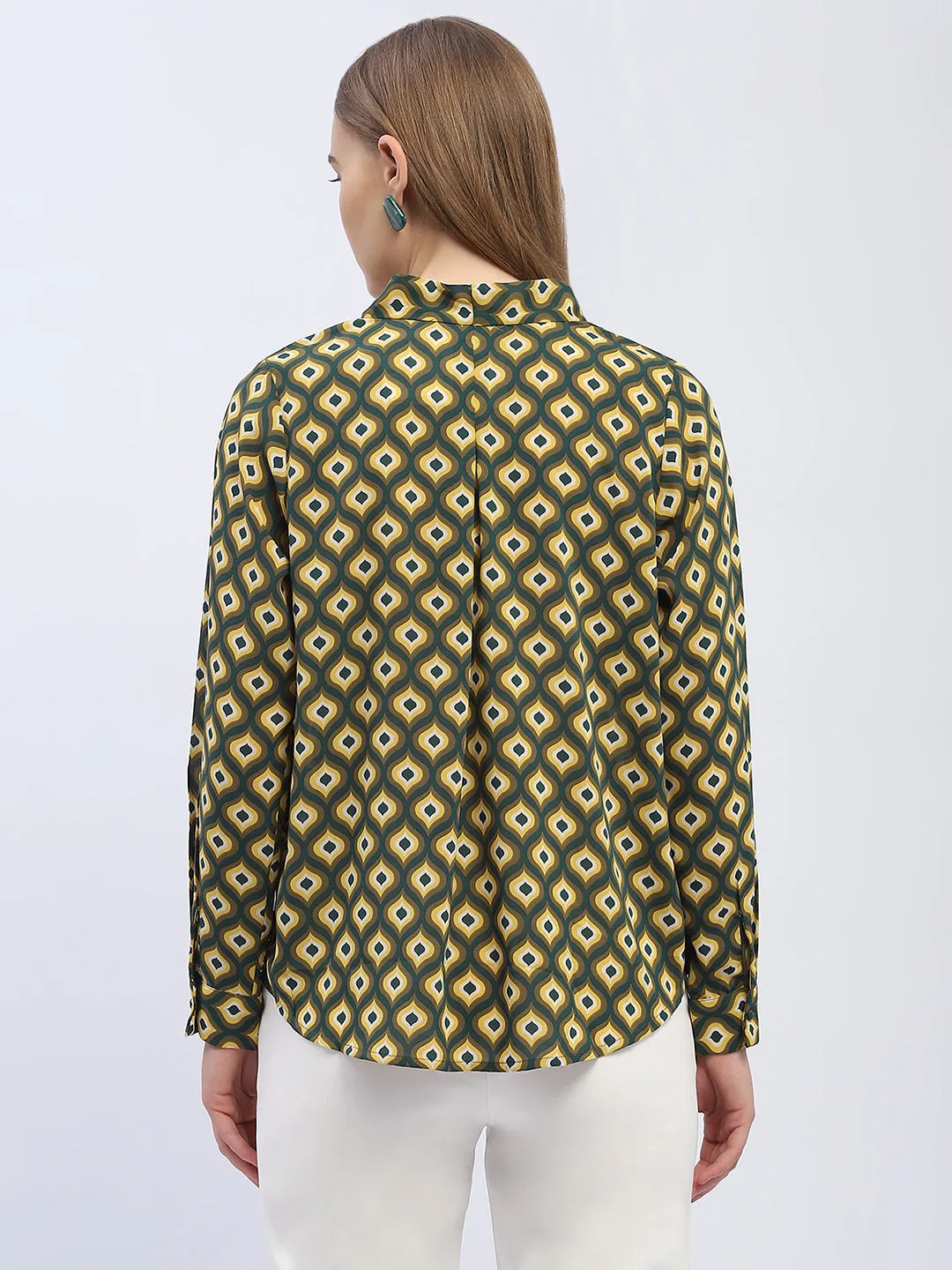 Island Vibe Sharp Edge Madame Geometric Print Mustard Yellow Regular Top