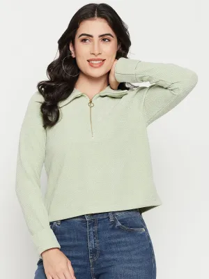 Madame Green Crop Top Everyday Wear Breathable fabric