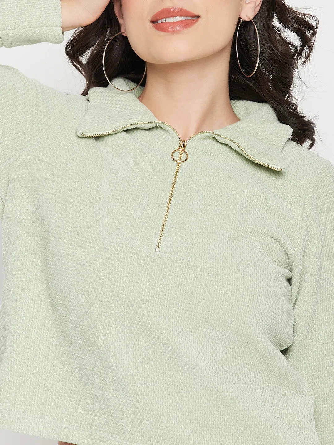 Warm Coat Madame Green Crop Top