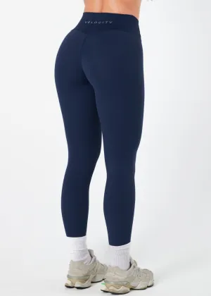 ACTIVE BASIC LEGGINGS - NAVY Contoured Fit Eco Friendly Dye