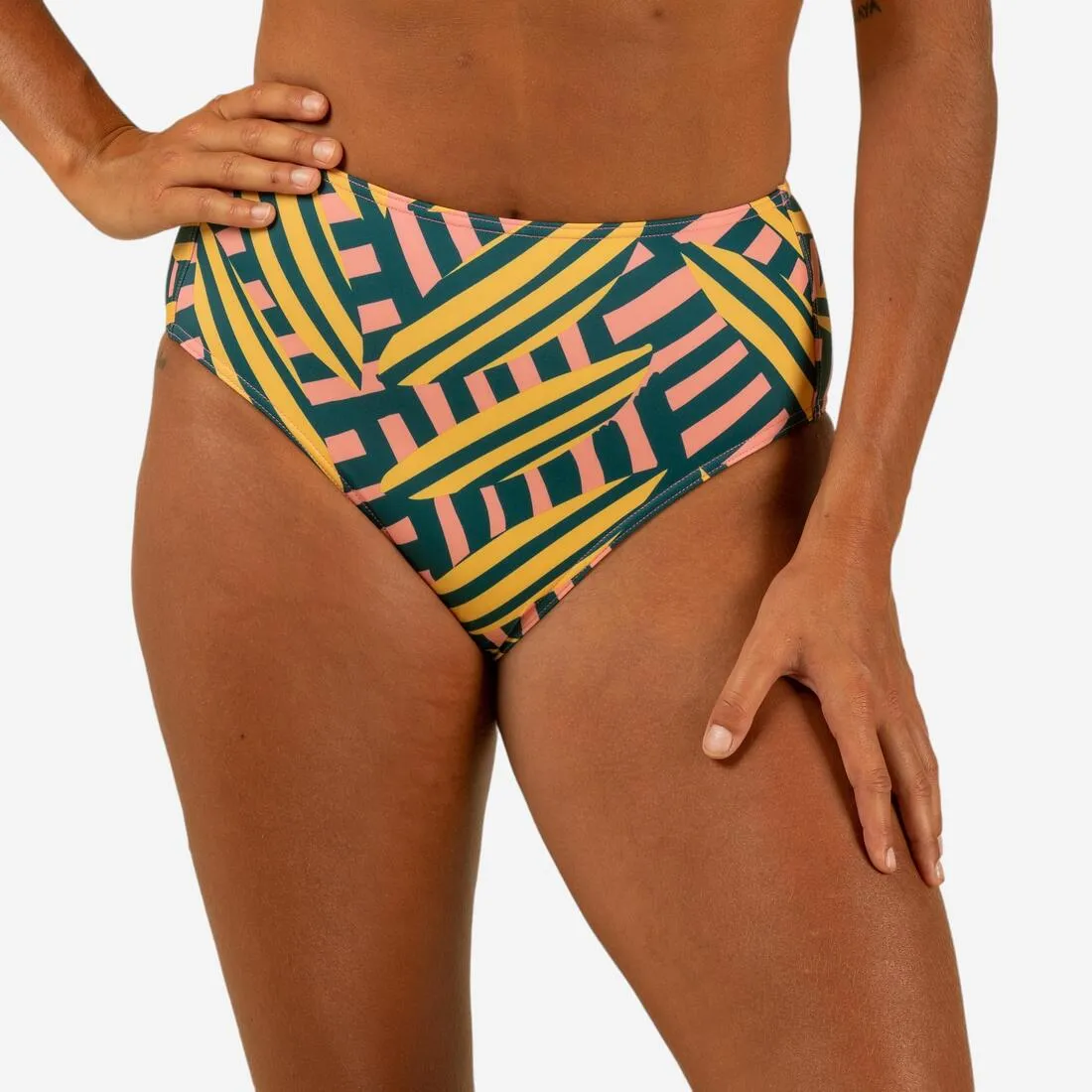 Crisscross Back Design Braga bikini Mujer alta estampada