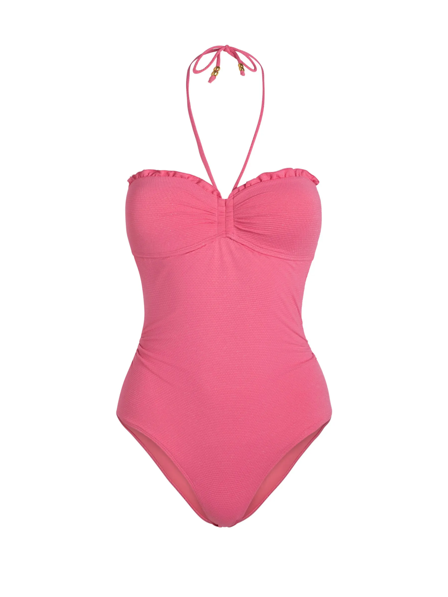 Talia One Piece In Hibiscus Metallic Mesh Detail Water Attire