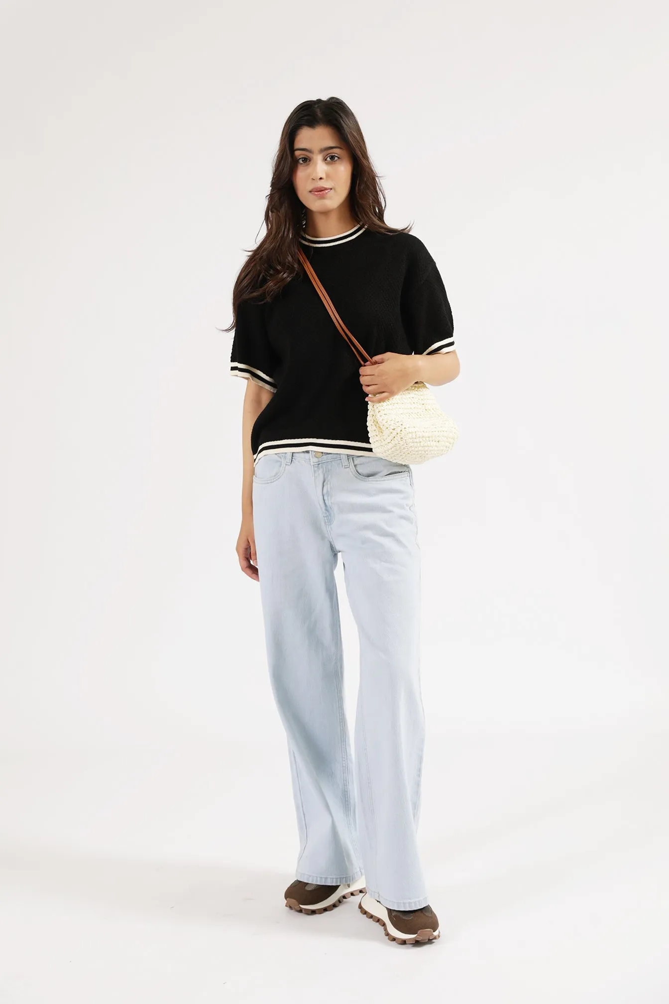 ConvertibleStyle Royal Mode TEXTURED KNIT CONTRAST TOP