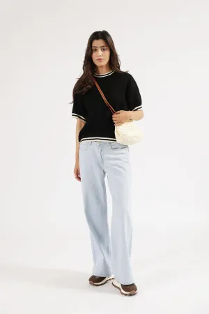 ConvertibleStyle Royal Mode TEXTURED KNIT CONTRAST TOP