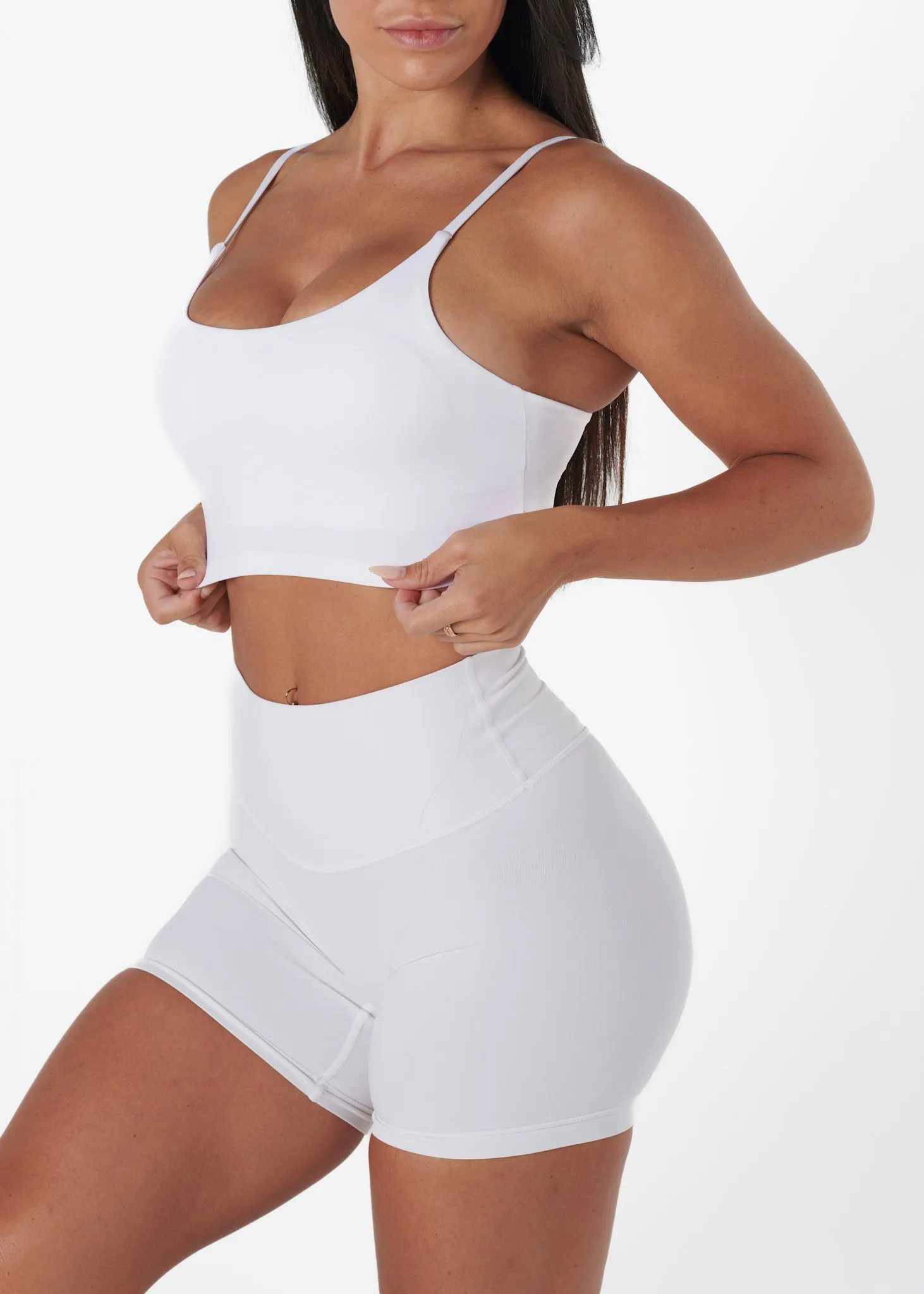Breathable fabric Stretch Fabric PERFORMANCE CROP - WHITE