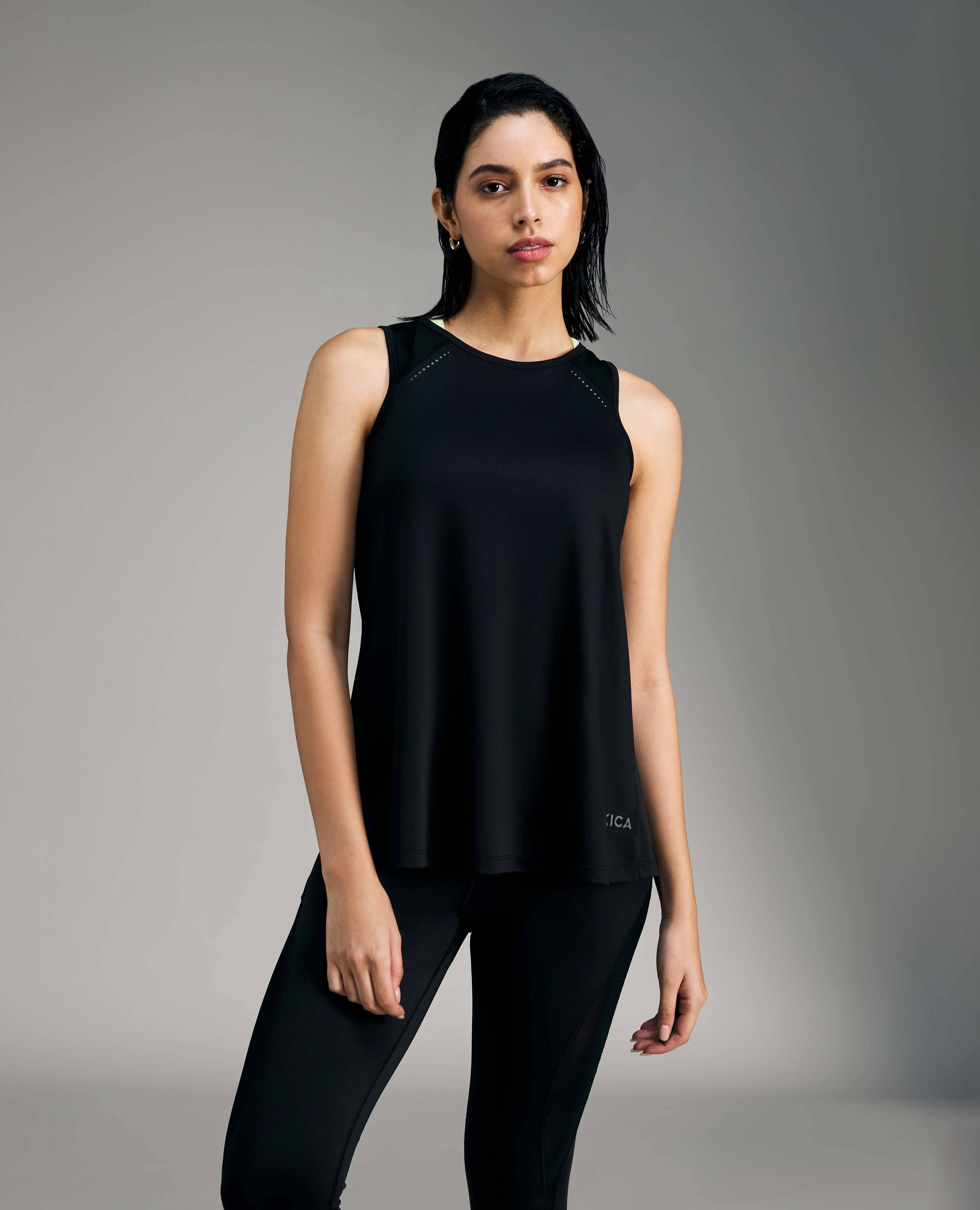 Feather Feel Tank Top Black Flexible Fabric Urban Flexible