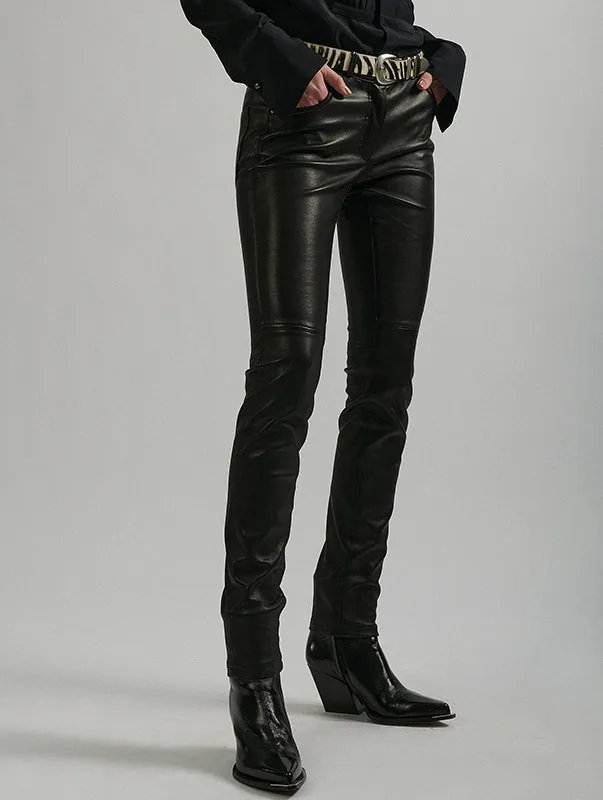 Urban Look Anti Chafe Lining Slim-fit pants in black stretch leather