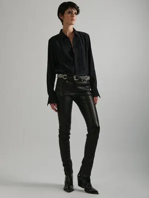 Classy Fit Slim-fit pants in black stretch leather