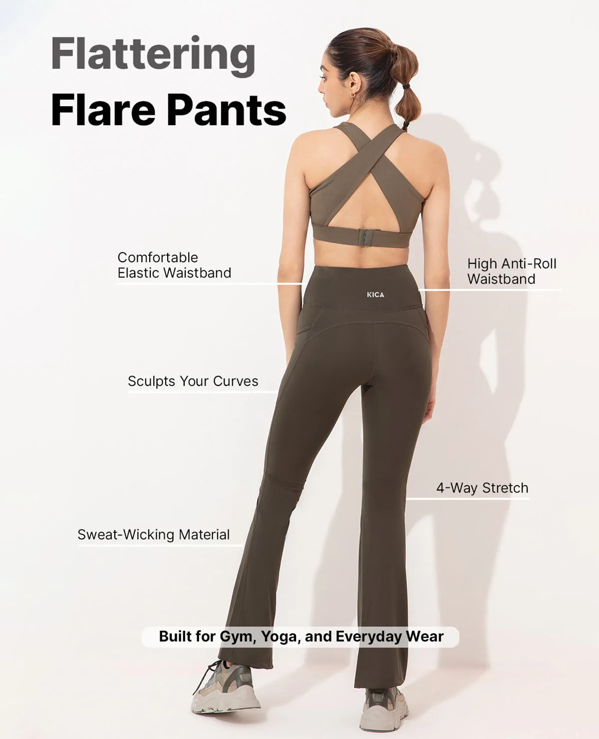 Women Stretchable Flared Pants Layered Comfort Daywear