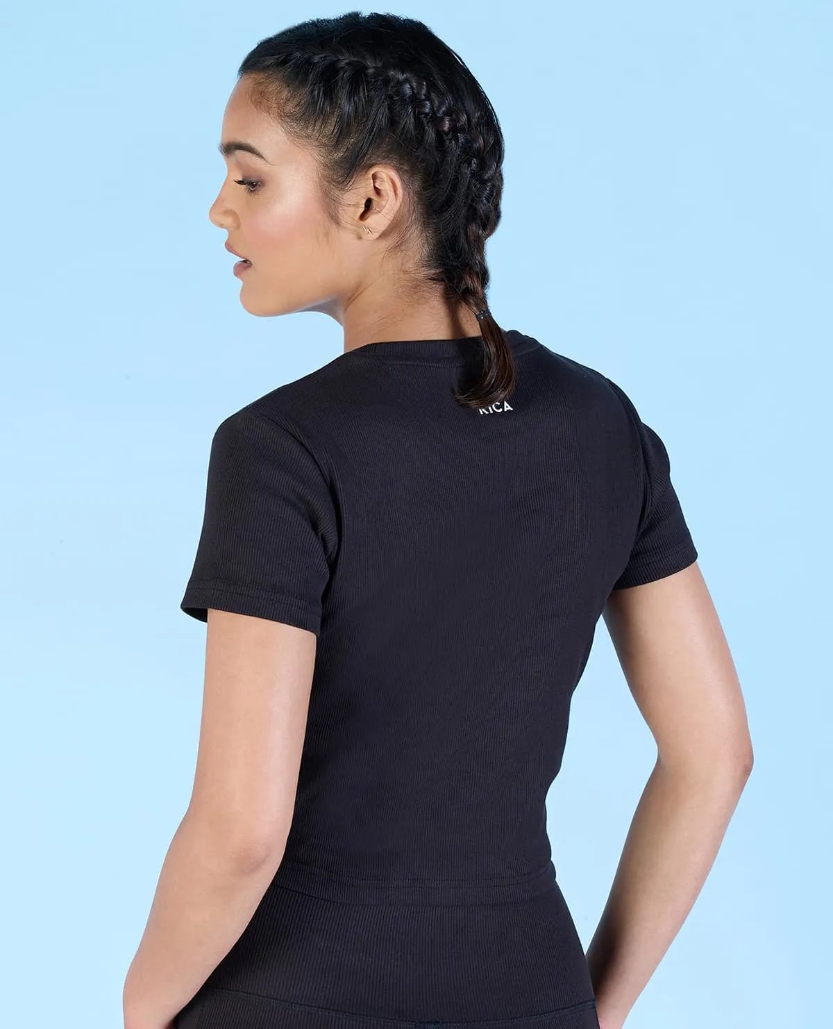 Universal Silhouette Comfy Style Ribbed Cotton Half Sleeve Top