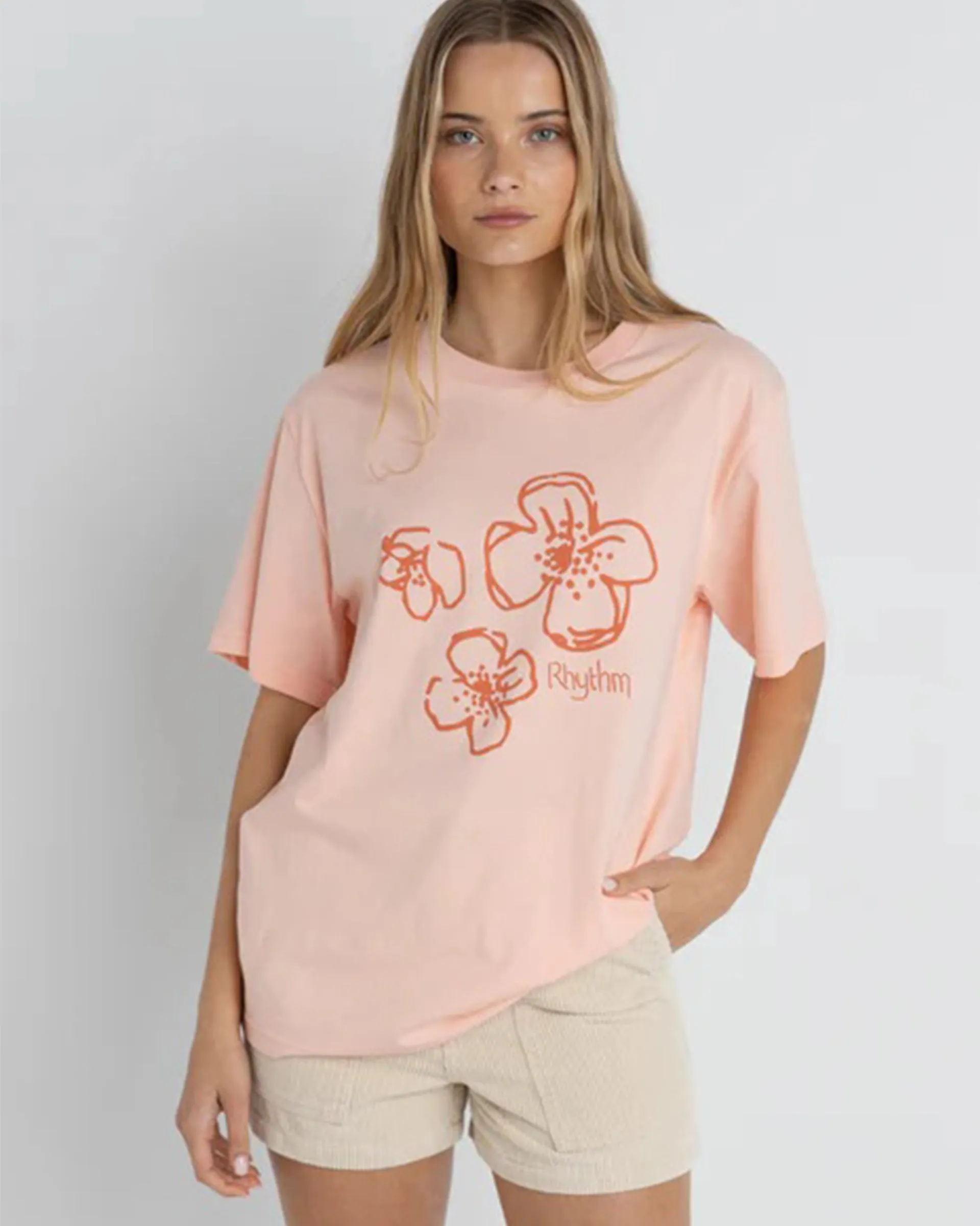 Casual Everyday Paradise Floral Oversized S/S T-Shirt - Pink