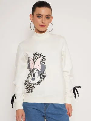 Madame Offwhite Disney Print Sweatshirt Office Appropriate