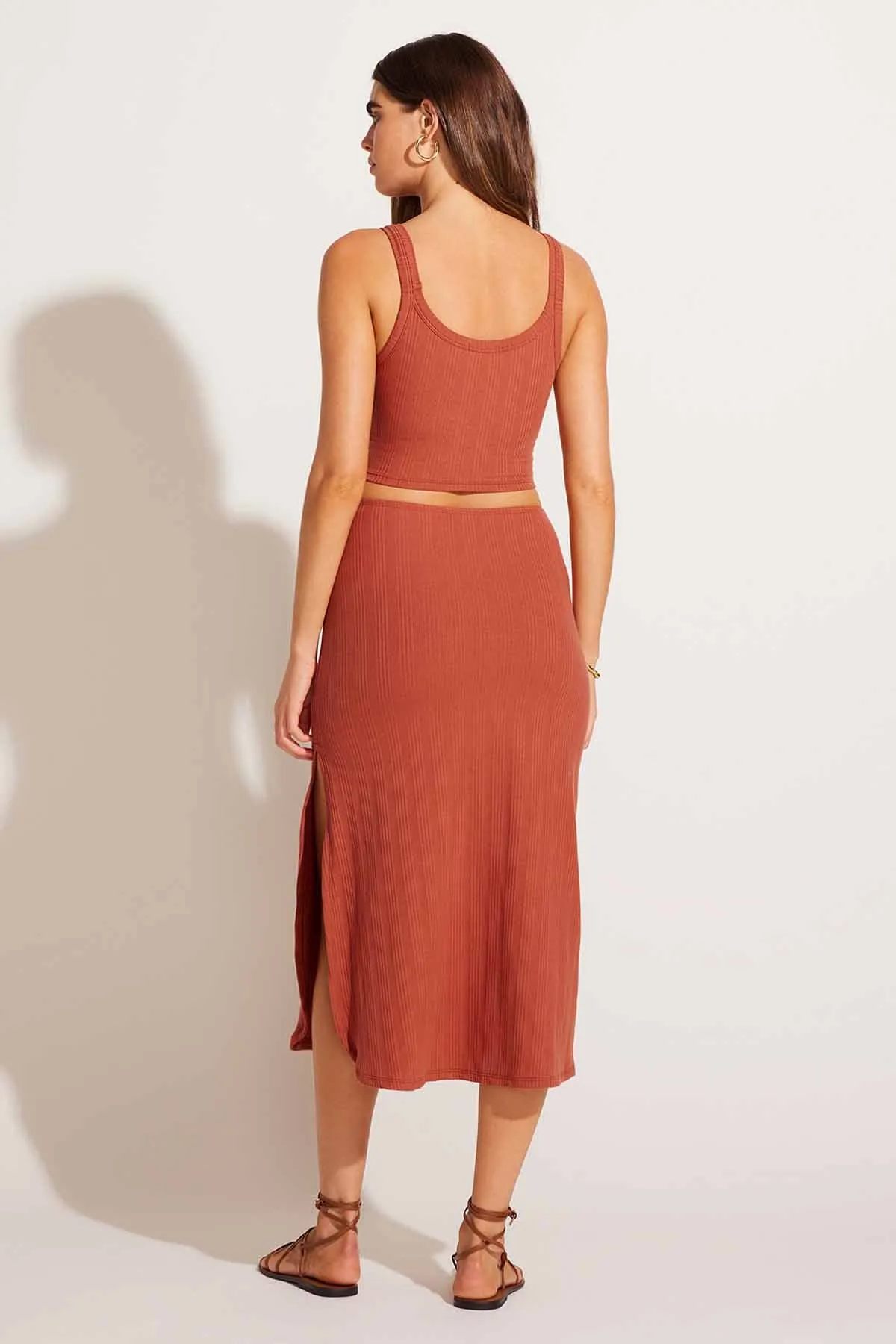 Linen blend Thalia Set - Terracotta Organic Rib