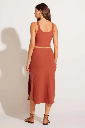 Linen blend Thalia Set - Terracotta Organic Rib