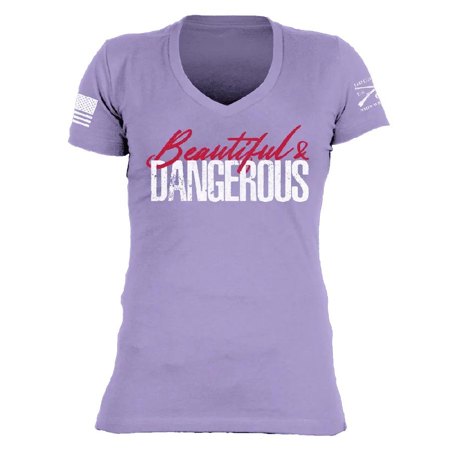 Comfortable and stylish School spirit Women's Beautiful & Dangerous V-Neck - Lavender