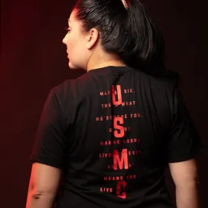 USMC - Women's Lives Forever Boyfriend Fit T-Shirt - Black Summer Favorite skinny but not tight