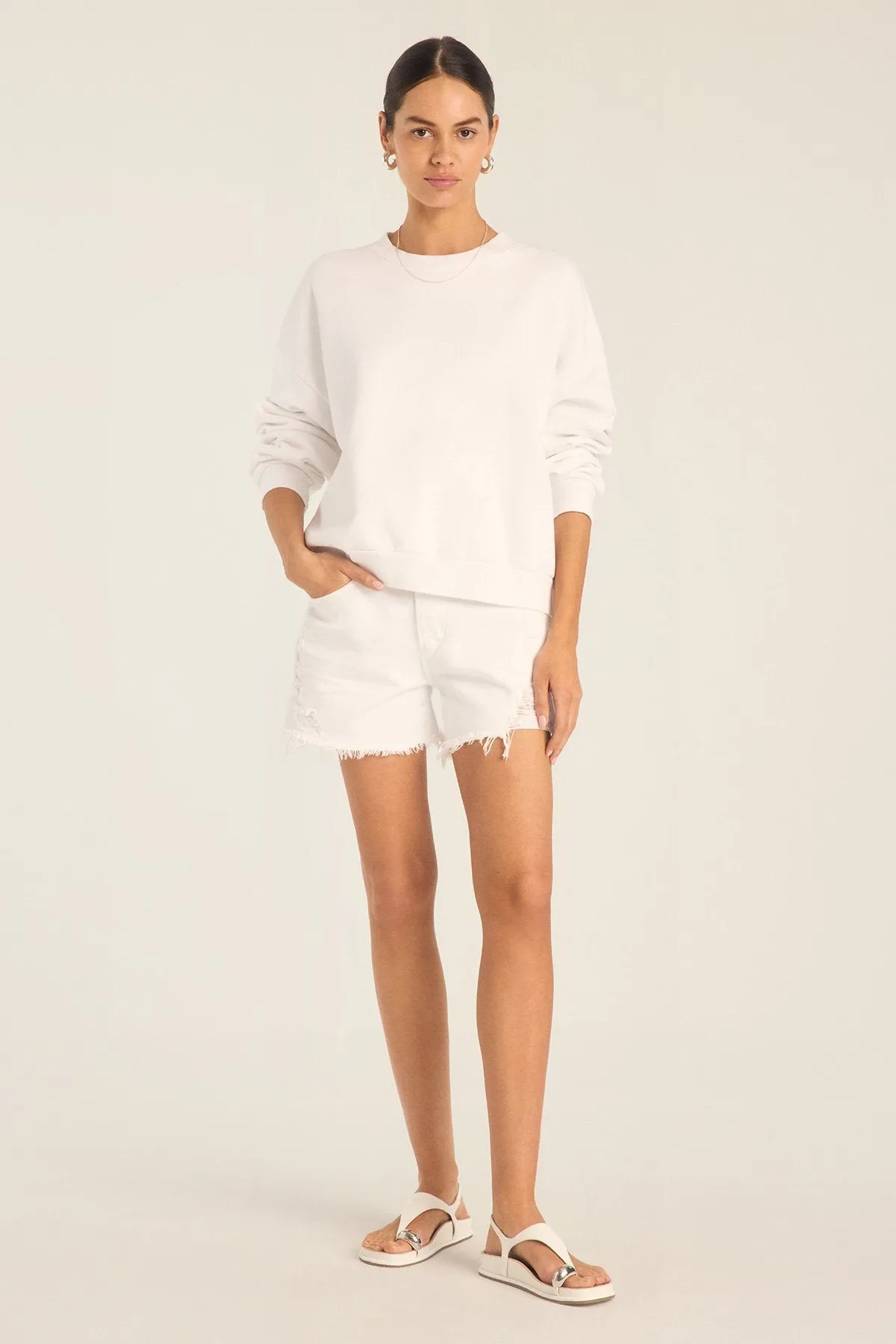 Dawn Crewneck - White French Terry Relaxed Wear