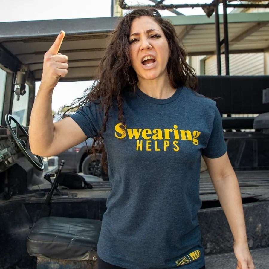 Women's Swearing Helps Boyfriend Fit T-Shirt - Midnight Navy Easy Style Wear