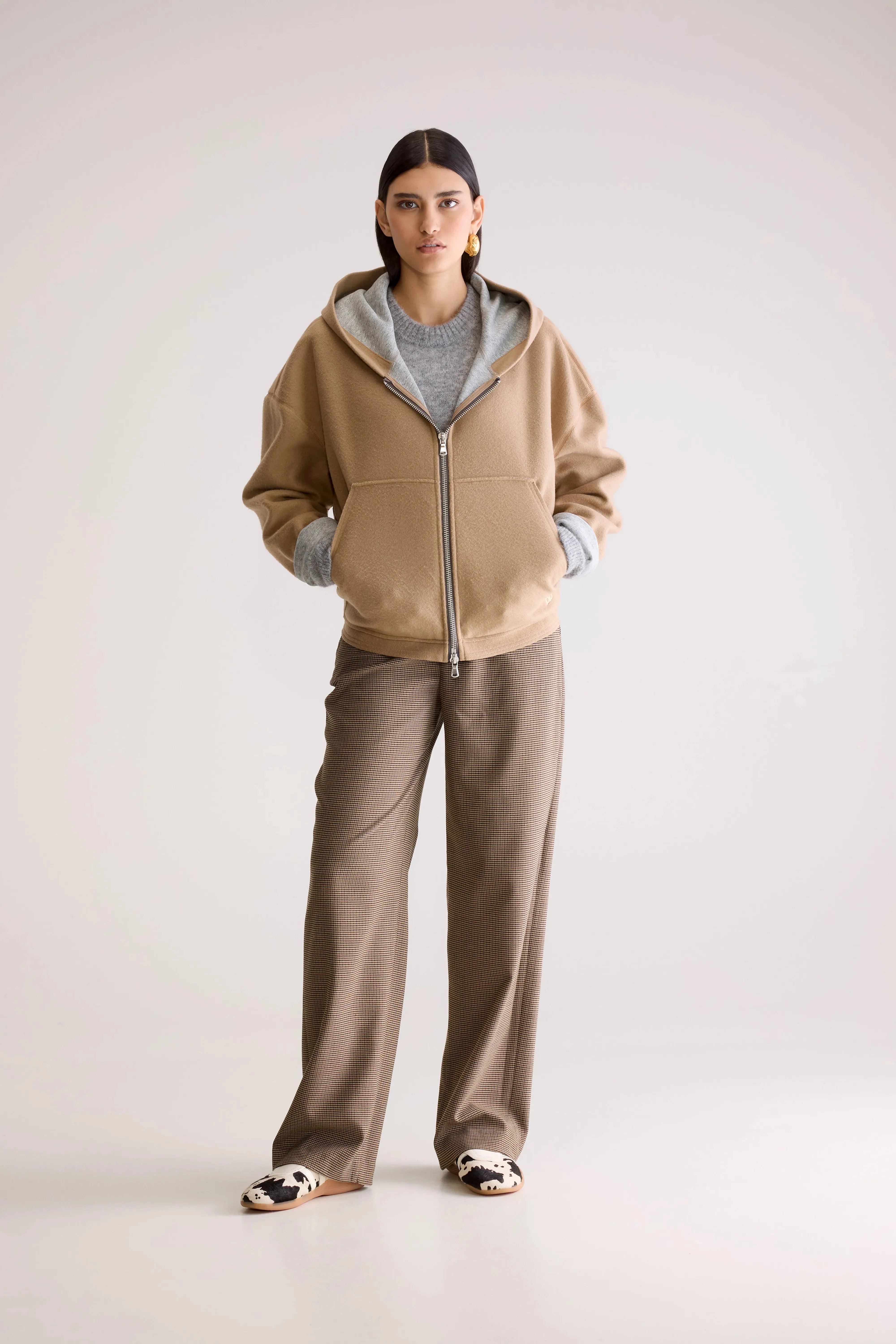Relaxed Style Fannel hooded sweatshirt (252 / W / SOIL)