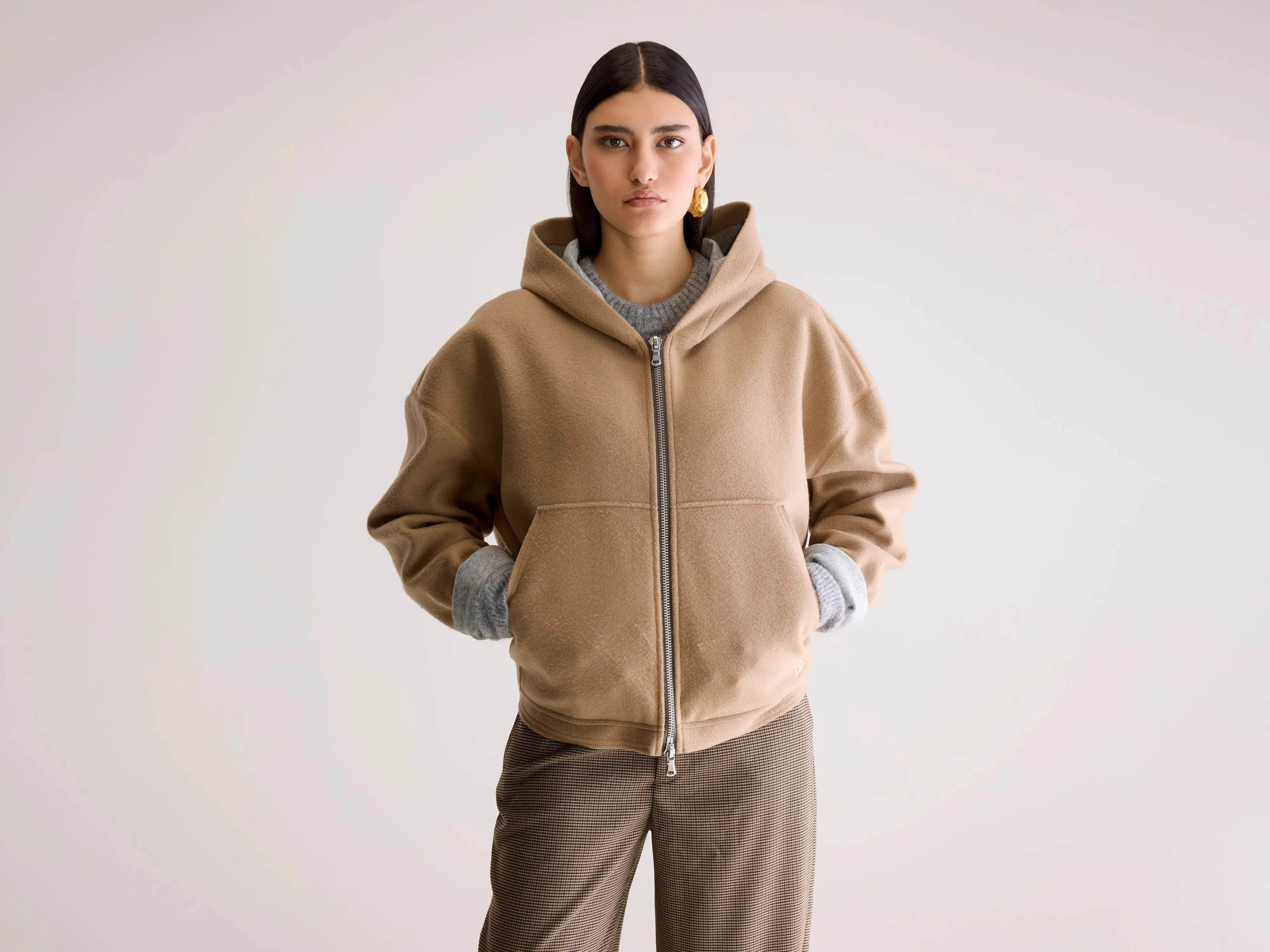 Fannel hooded sweatshirt (252 / W / SOIL) Street Fashion shoe accents