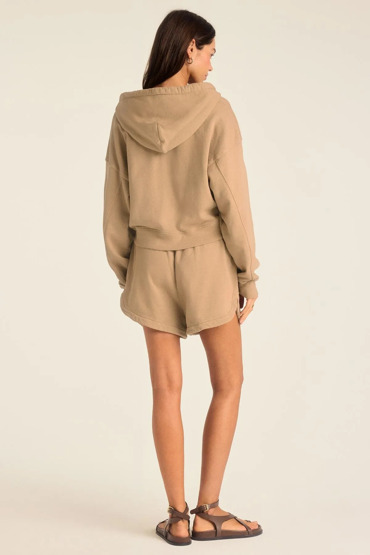 product smooth sleekness Dawn Crop Hoodie - Latte French Terry