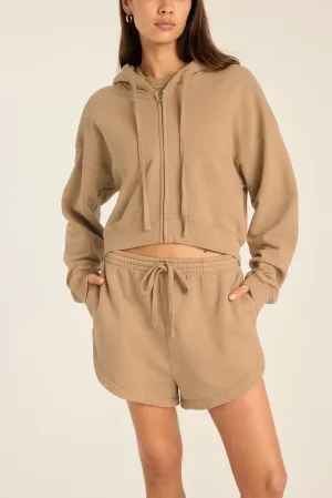 Street Active Dawn Crop Hoodie - Latte French Terry