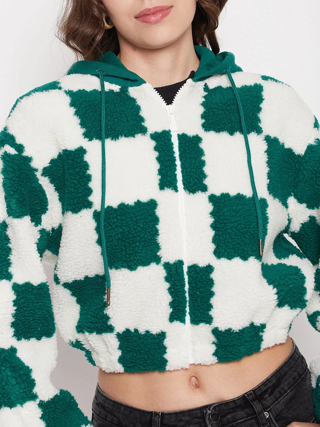 Madame Colour Blocked Bottle Green Sweatshirt Cold Layer Stylish Look