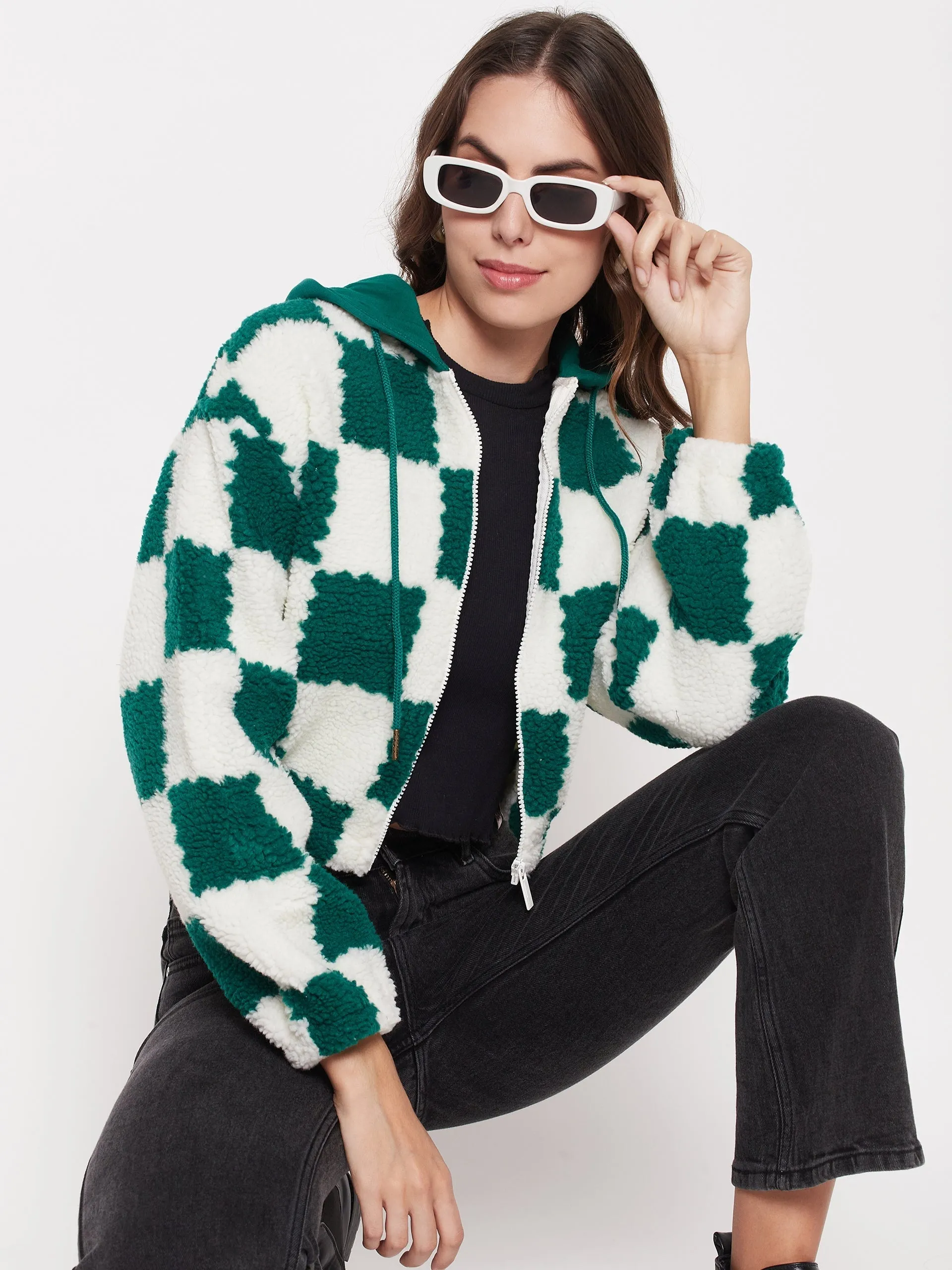 product party readiness Versatile Comfort Madame Colour Blocked Bottle Green Sweatshirt