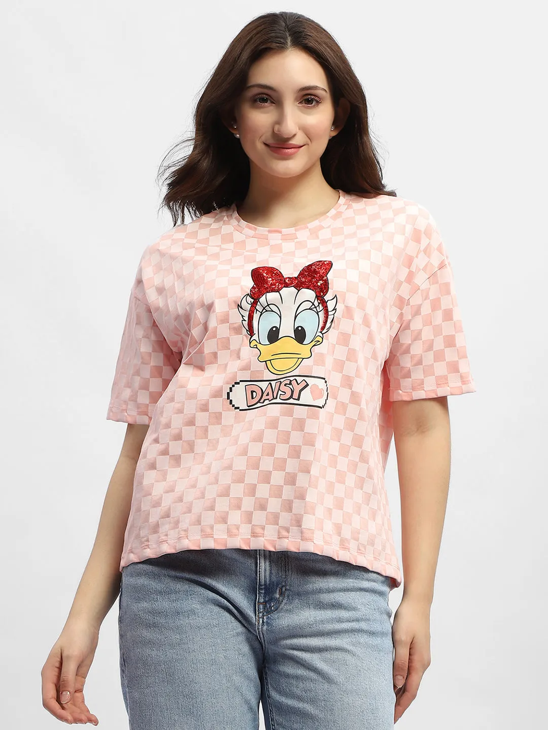 Madame Disney Donald Duck Pink Cotton T-Shirt Micro Perforation Fade Resistant Coating