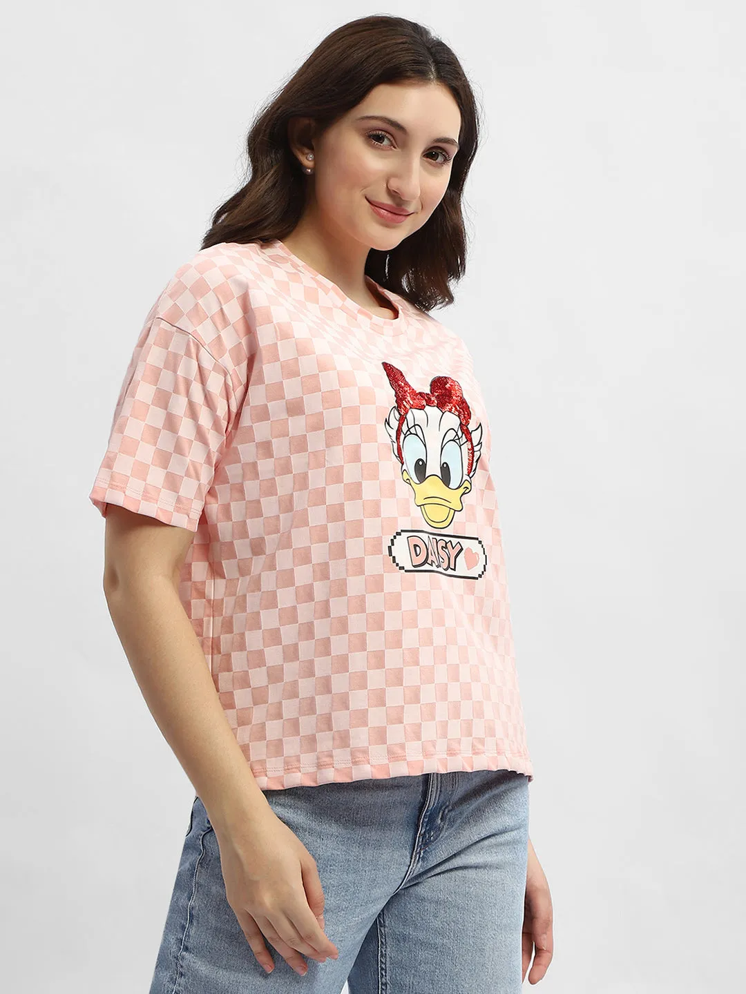 Easy Layering Madame Disney Donald Duck Pink Cotton T-Shirt