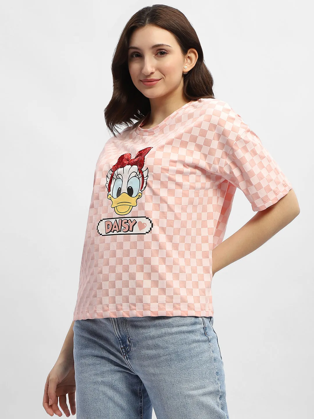 Madame Disney Donald Duck Pink Cotton T-Shirt Sustainable Dye Process