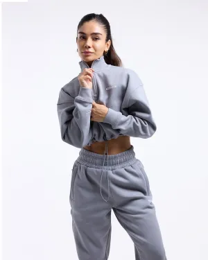 Johnson Cropped 1/4 Zip - Grey Versatile Design ReflectiveTrims