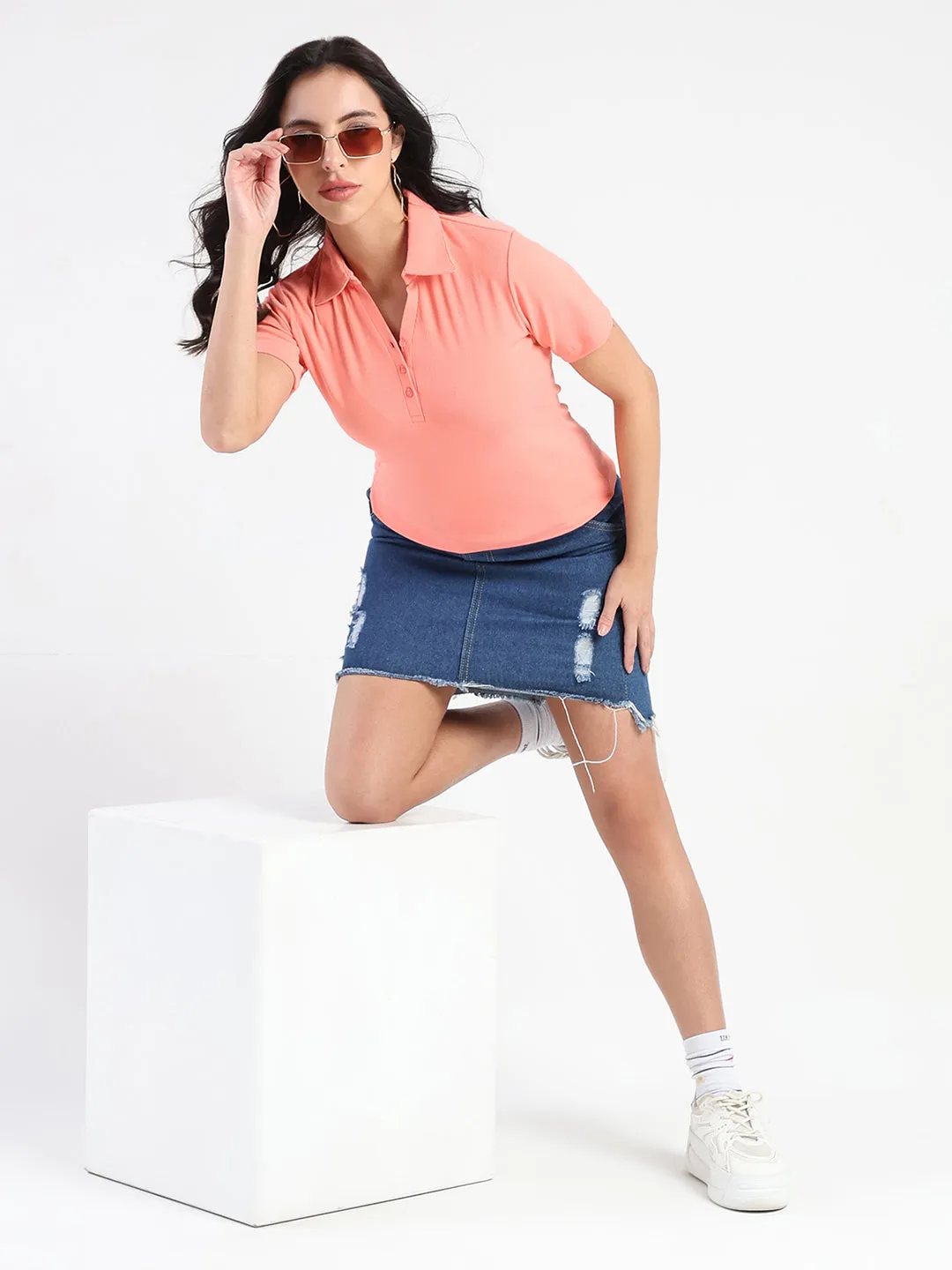 Outdoor Layer Madame  Solid Carrot Polo Pique T-shirt