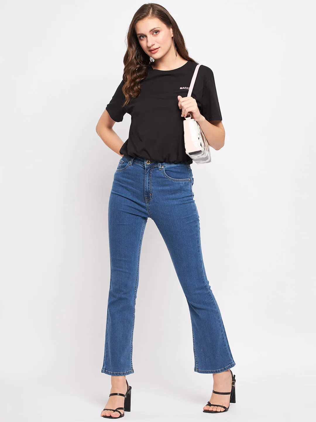 QuickDry Construction Elegant Glow Madame Solid Black Elasticated Waist Top