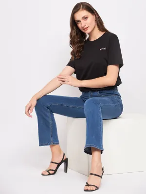 Tribal Soul Zero Core Madame Solid Black Elasticated Waist Top