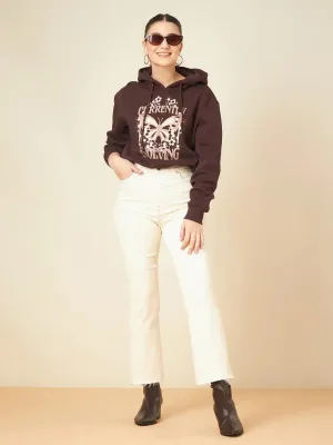 Madame Printed Coffee Brown Crop Sweatshirt product eco friendliness level