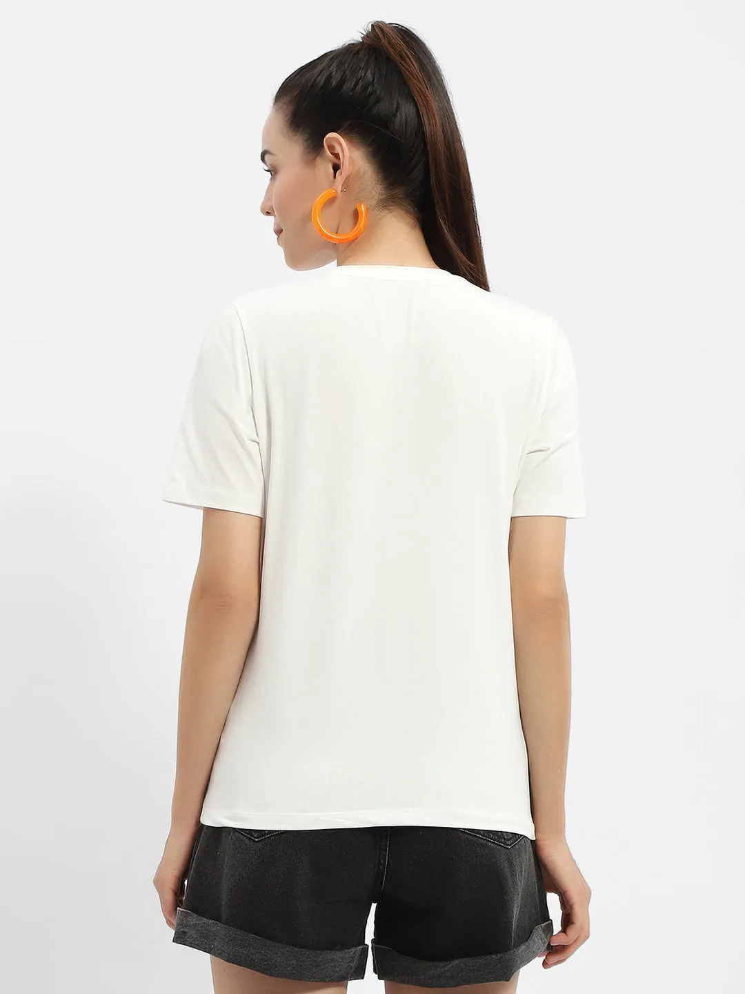 EcoFriendly Dye Yoga flexibility Madame Typography White Crew Neck T-Shirt