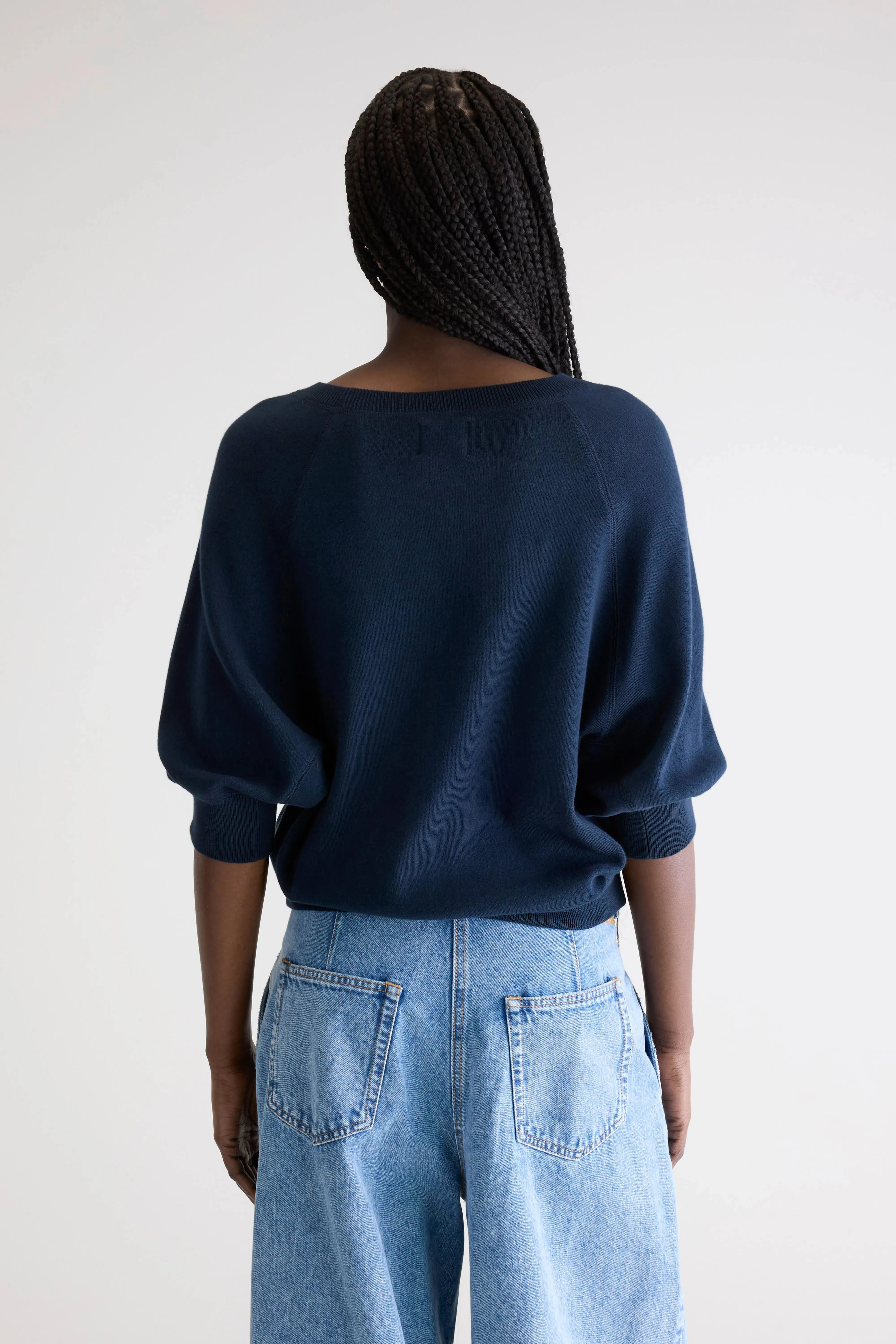 Anglet crew-neck sweater (242 / W / NAVY) Relaxed Street Date night
